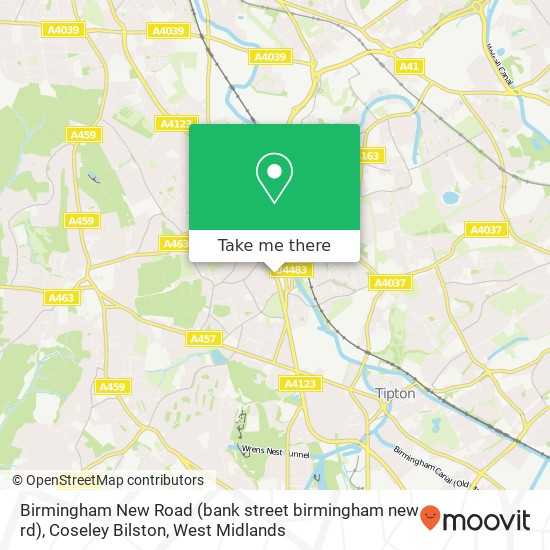 Birmingham New Road (bank street birmingham new rd), Coseley Bilston map