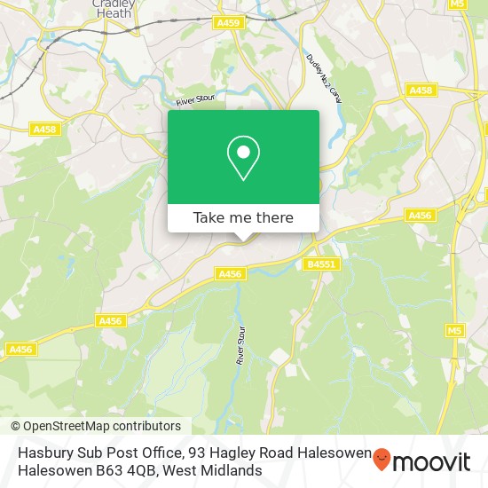 Hasbury Sub Post Office, 93 Hagley Road Halesowen Halesowen B63 4QB map