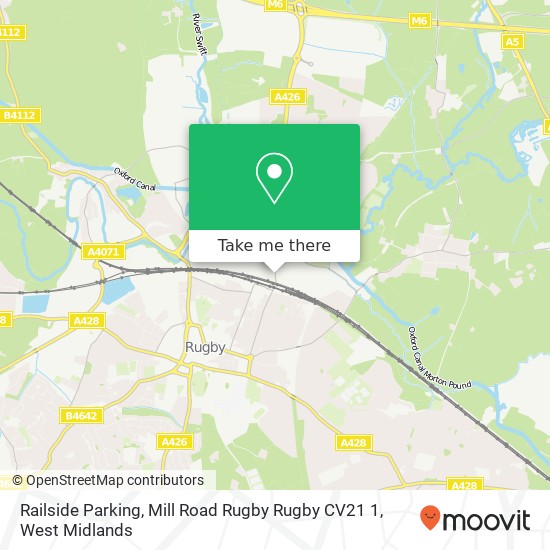 Railside Parking, Mill Road Rugby Rugby CV21 1 map