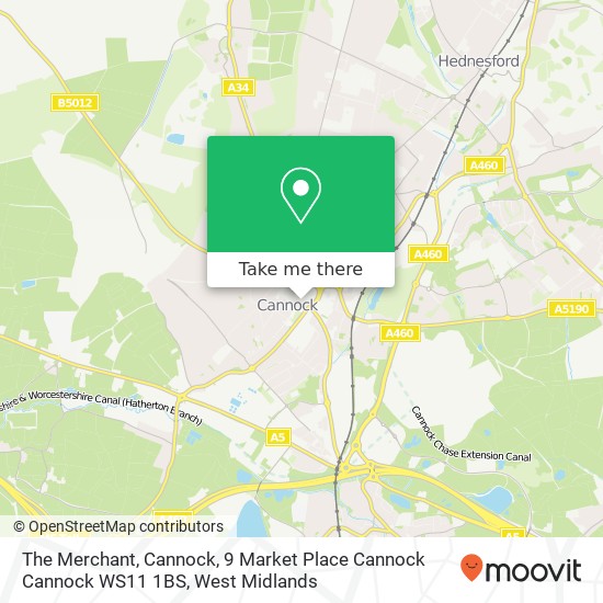 The Merchant, Cannock, 9 Market Place Cannock Cannock WS11 1BS map