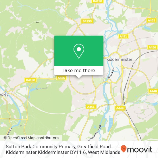 Sutton Park Community Primary, Greatfield Road Kidderminster Kidderminster DY11 6 map