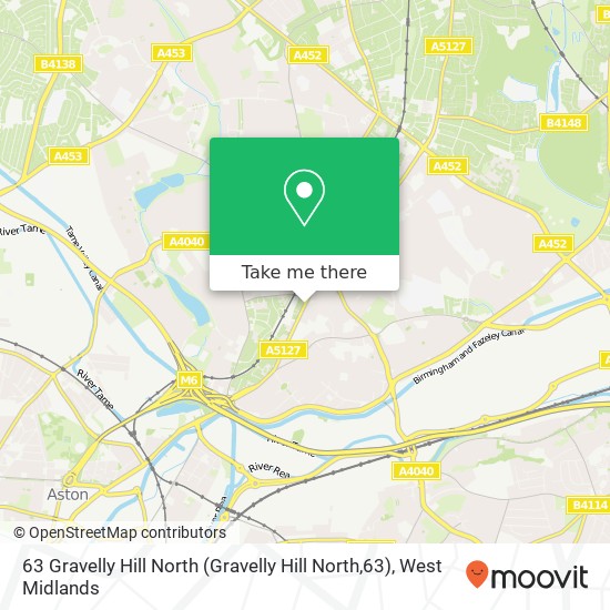 63 Gravelly Hill North (Gravelly Hill North,63), Erdington Birmingham map