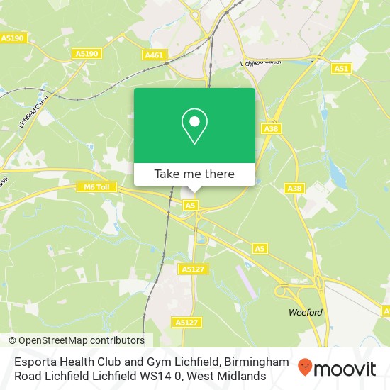 Esporta Health Club and Gym Lichfield, Birmingham Road Lichfield Lichfield WS14 0 map