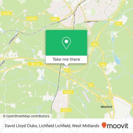 David Lloyd Clubs, Lichfield Lichfield map