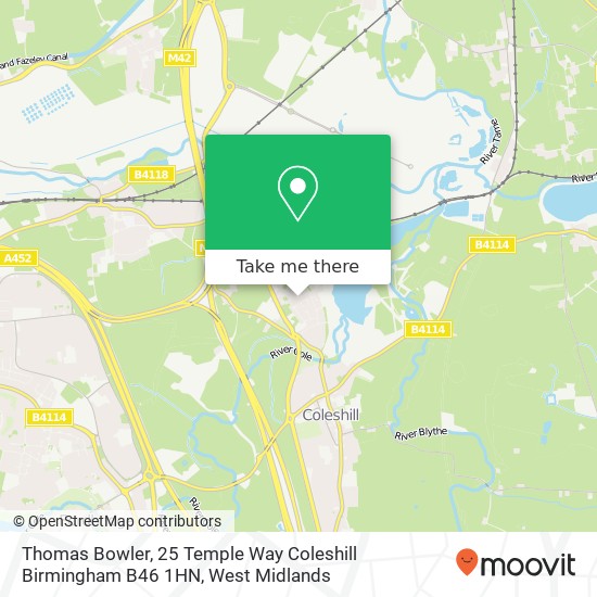 Thomas Bowler, 25 Temple Way Coleshill Birmingham B46 1HN map