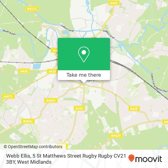 Webb Ellis, 5 St Matthews Street Rugby Rugby CV21 3BY map