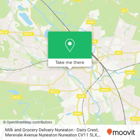 Milk and Grocery Delivery Nuneaton - Dairy Crest, Merevale Avenue Nuneaton Nuneaton CV11 5LX map