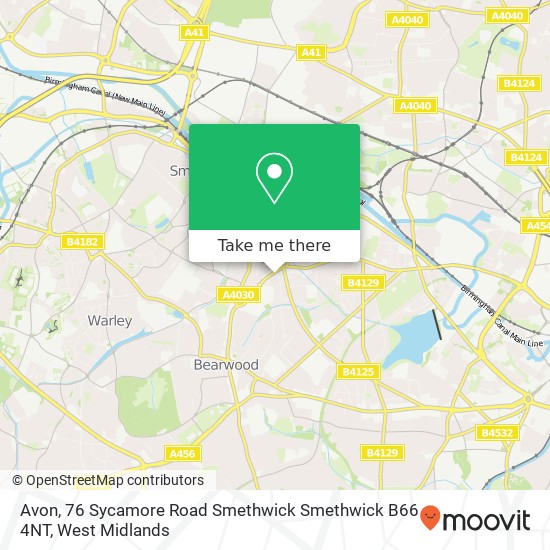 Avon, 76 Sycamore Road Smethwick Smethwick B66 4NT map