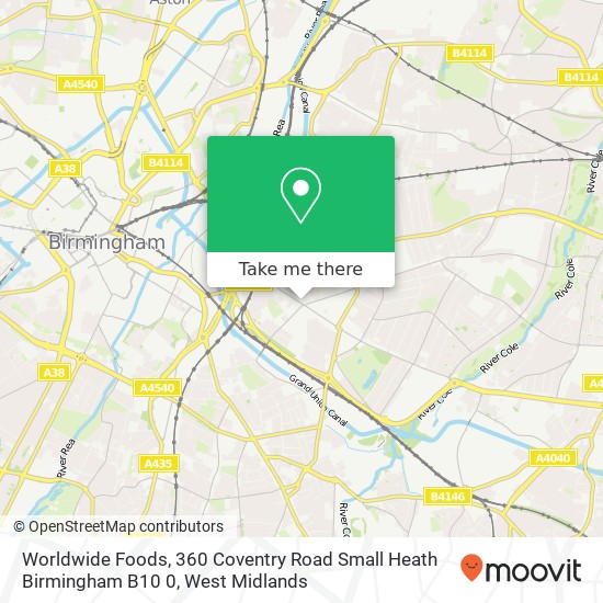 Worldwide Foods, 360 Coventry Road Small Heath Birmingham B10 0 map