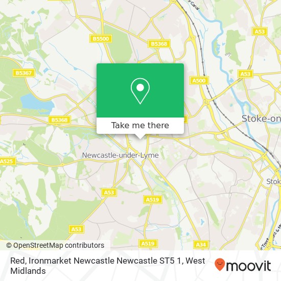 Red, Ironmarket Newcastle Newcastle ST5 1 map