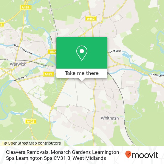 Cleavers Removals, Monarch Gardens Leamington Spa Leamington Spa CV31 3 map