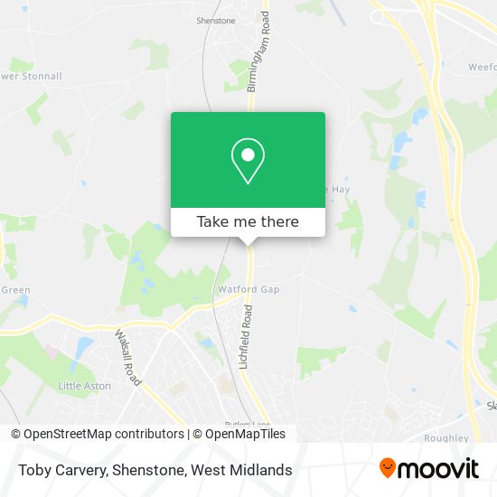 Toby Carvery, Shenstone map