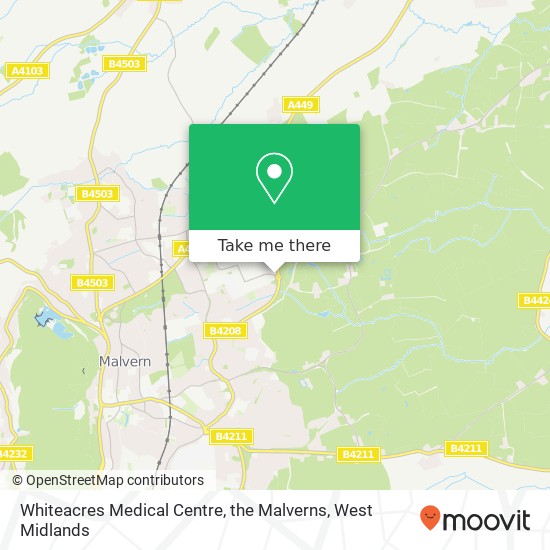 Whiteacres Medical Centre, the Malverns map