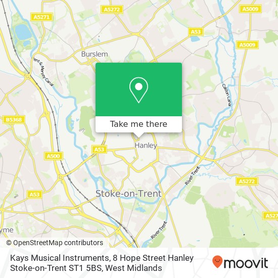 Kays Musical Instruments, 8 Hope Street Hanley Stoke-on-Trent ST1 5BS map