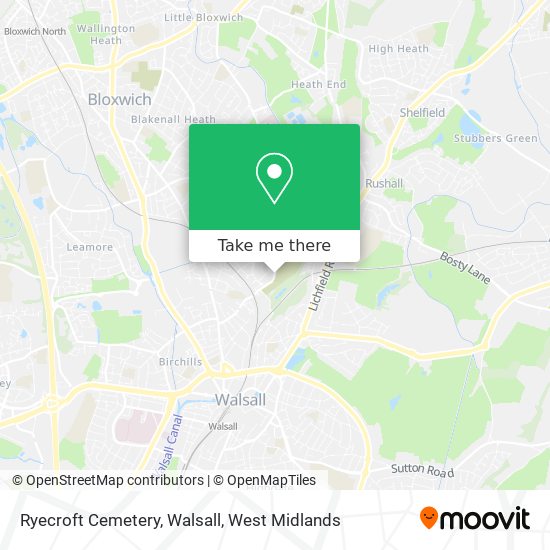 Ryecroft Cemetery, Walsall map