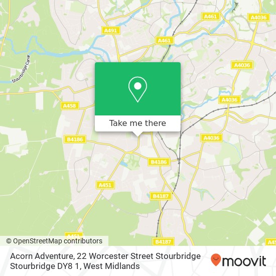 Acorn Adventure, 22 Worcester Street Stourbridge Stourbridge DY8 1 map