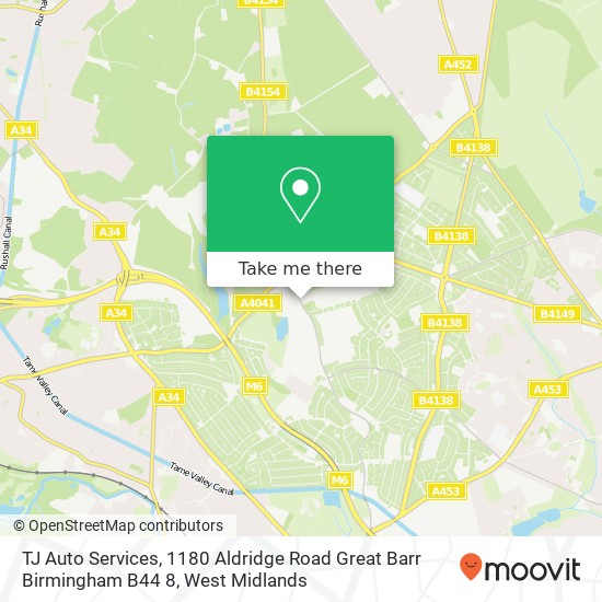 TJ Auto Services, 1180 Aldridge Road Great Barr Birmingham B44 8 map