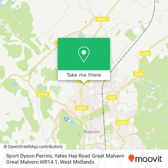 Sport Dyson Perrins, Yates Hay Road Great Malvern Great Malvern WR14 1 map