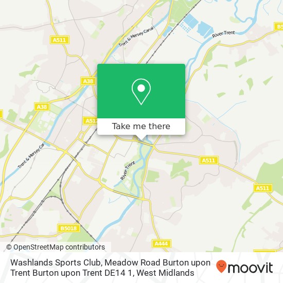 Washlands Sports Club, Meadow Road Burton upon Trent Burton upon Trent DE14 1 map