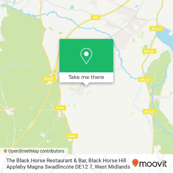 The Black Horse Restaurant & Bar, Black Horse Hill Appleby Magna Swadlincote DE12 7 map