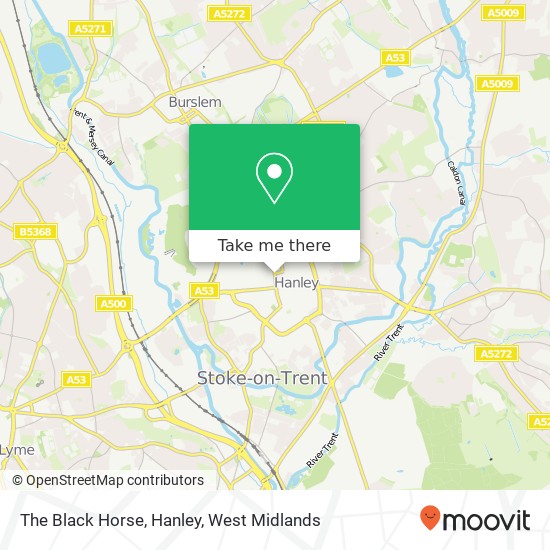 The Black Horse, Hanley map