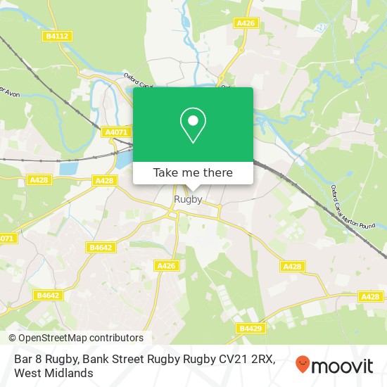 Bar 8 Rugby, Bank Street Rugby Rugby CV21 2RX map