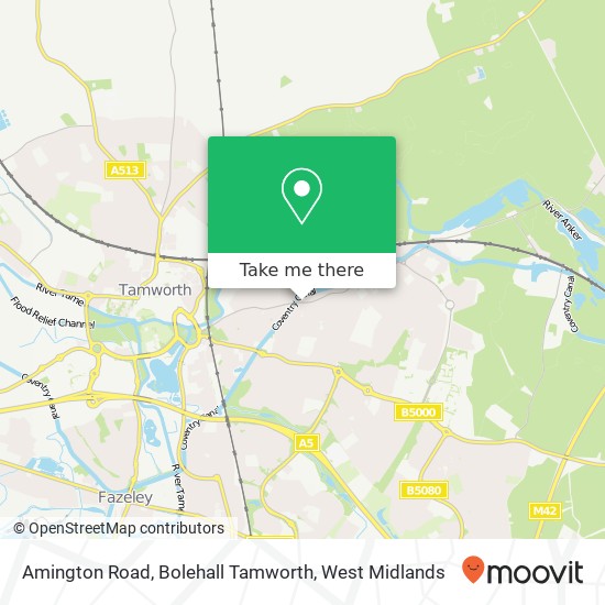 Amington Road, Bolehall Tamworth map