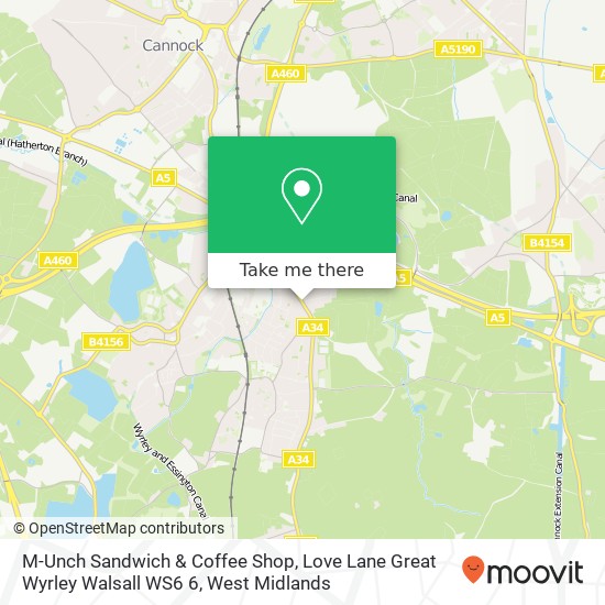 M-Unch Sandwich & Coffee Shop, Love Lane Great Wyrley Walsall WS6 6 map