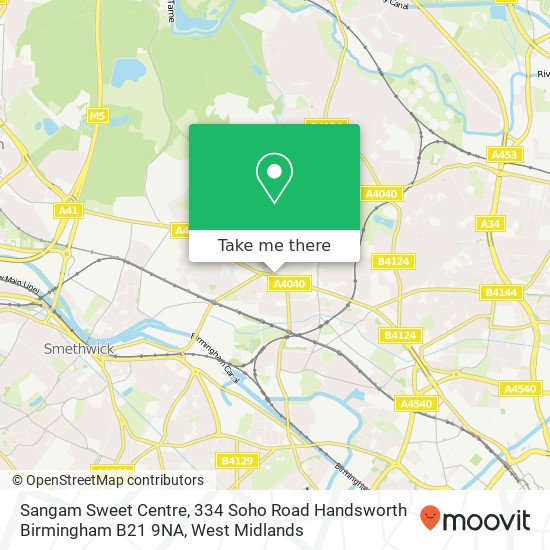 Sangam Sweet Centre, 334 Soho Road Handsworth Birmingham B21 9NA map