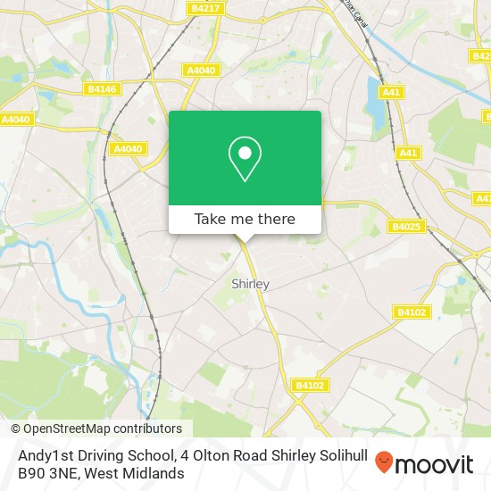 Andy1st Driving School, 4 Olton Road Shirley Solihull B90 3NE map