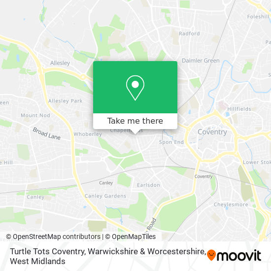 Turtle Tots Coventry, Warwickshire & Worcestershire map