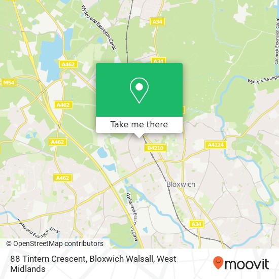 88 Tintern Crescent, Bloxwich Walsall map