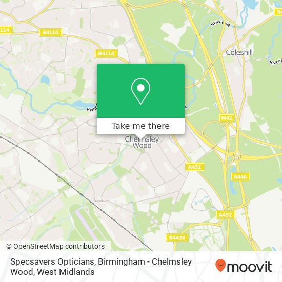 Specsavers Opticians, Birmingham - Chelmsley Wood, 2 / 4, Greenwood Square, Chelmsley Wood map