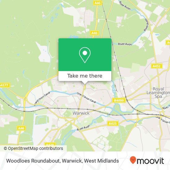 Woodloes Roundabout, Warwick map