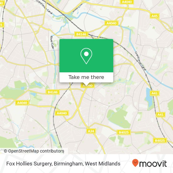 Fox Hollies Surgery, Birmingham map