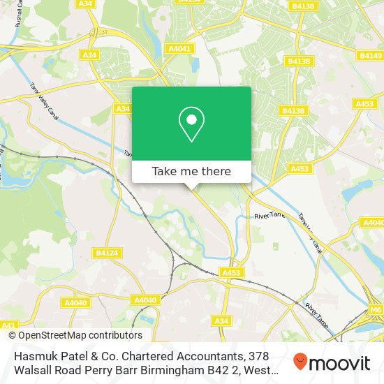 Hasmuk Patel & Co. Chartered Accountants, 378 Walsall Road Perry Barr Birmingham B42 2 map
