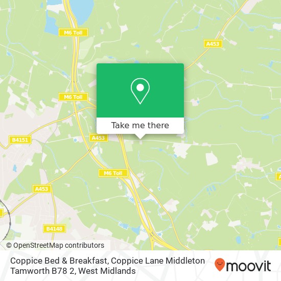 Coppice Bed & Breakfast, Coppice Lane Middleton Tamworth B78 2 map
