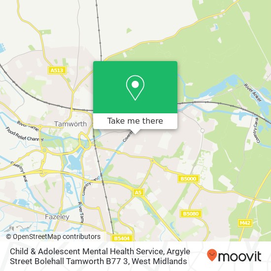 Child & Adolescent Mental Health Service, Argyle Street Bolehall Tamworth B77 3 map