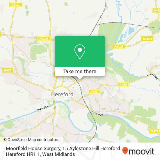 Moorfield House Surgery, 15 Aylestone Hill Hereford Hereford HR1 1 map