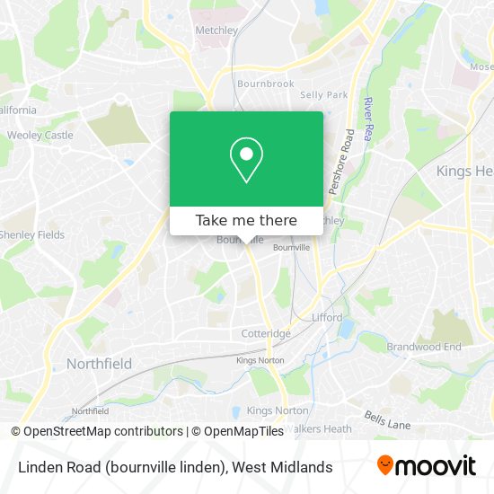 Linden Road (bournville linden) map