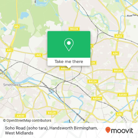 Soho Road (soho tara), Handsworth Birmingham map