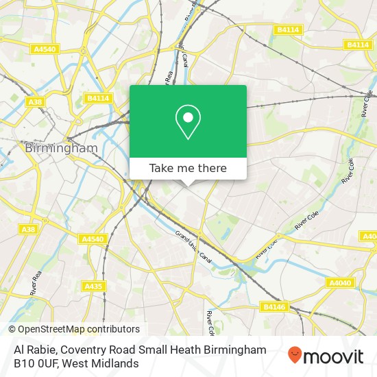 Al Rabie, Coventry Road Small Heath Birmingham B10 0UF map