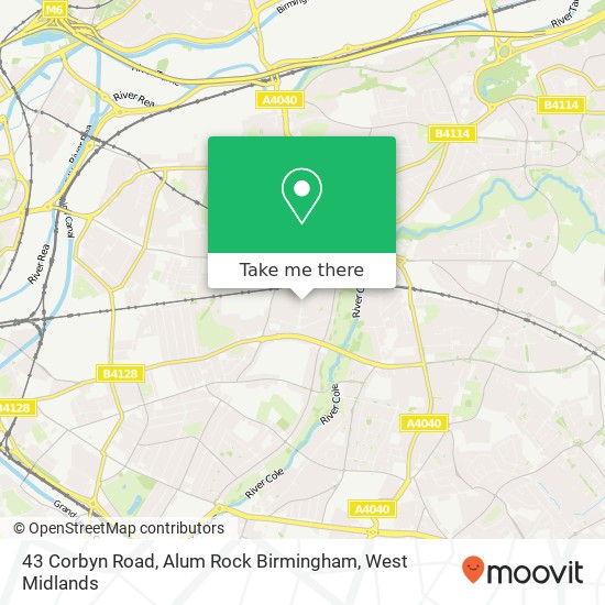 43 Corbyn Road, Alum Rock Birmingham map