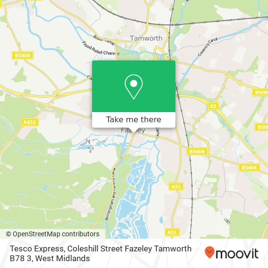 Tesco Express, Coleshill Street Fazeley Tamworth B78 3 map