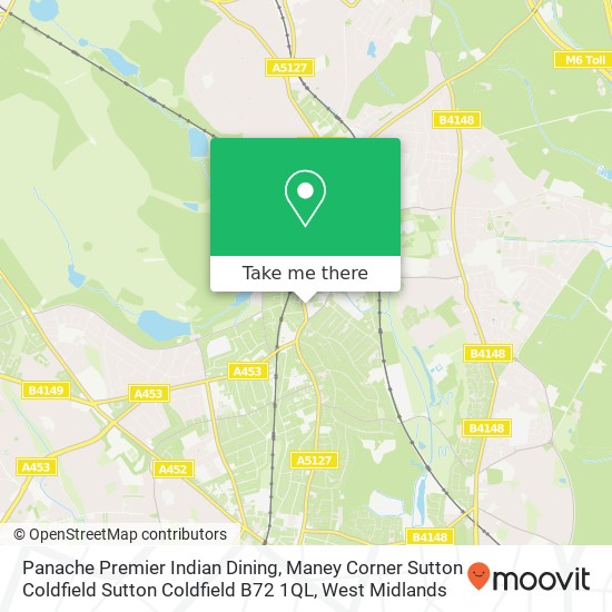 Panache Premier Indian Dining, Maney Corner Sutton Coldfield Sutton Coldfield B72 1QL map