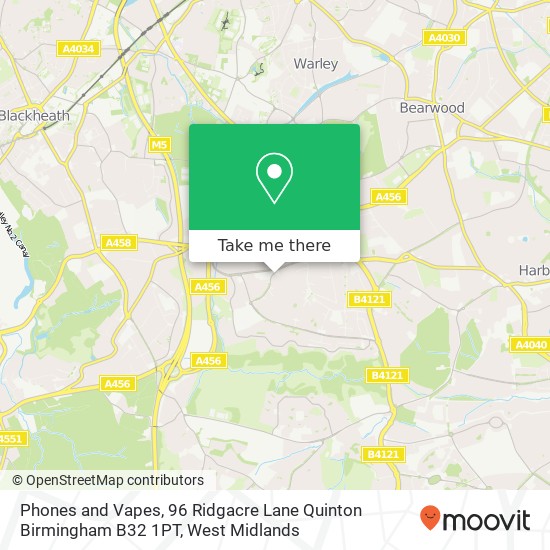 Phones and Vapes, 96 Ridgacre Lane Quinton Birmingham B32 1PT map