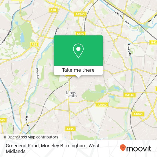 Greenend Road, Moseley Birmingham map