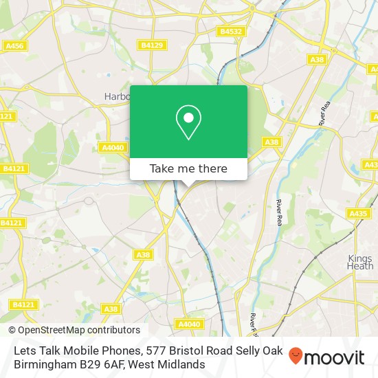 Lets Talk Mobile Phones, 577 Bristol Road Selly Oak Birmingham B29 6AF map