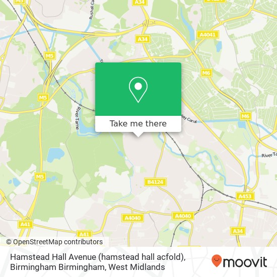 Hamstead Hall Avenue (hamstead hall acfold), Birmingham Birmingham map