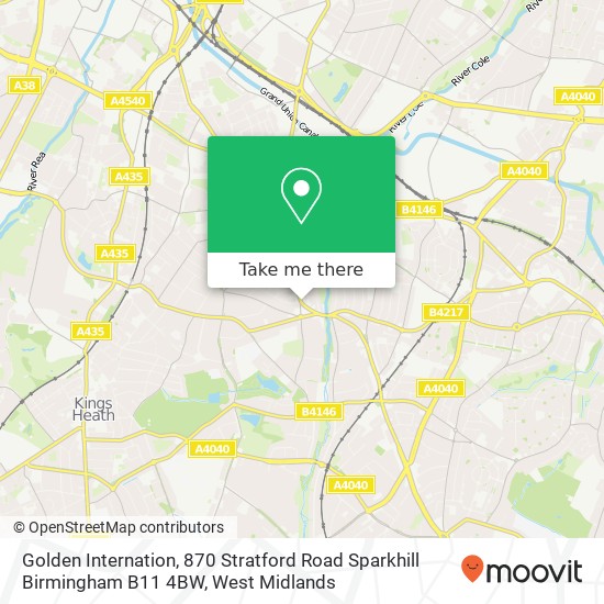 Golden Internation, 870 Stratford Road Sparkhill Birmingham B11 4BW map